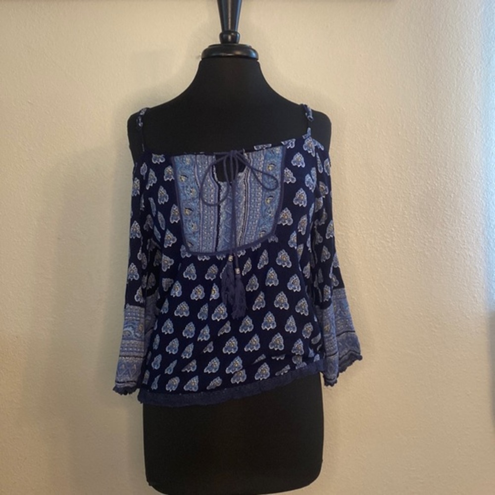 Navy blue off the shoulder blouse